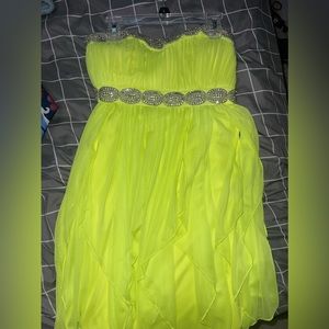 homecoming, formal  dress yellow